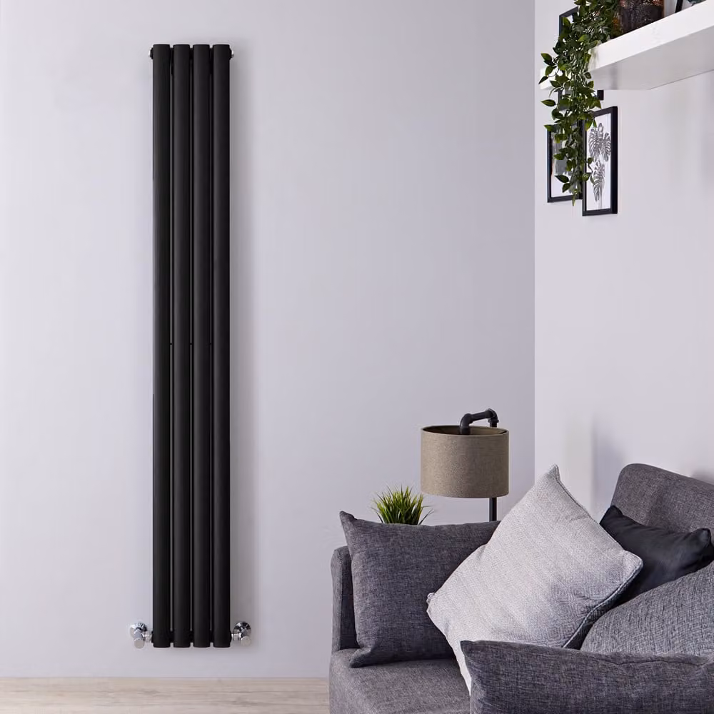 Radiatore Verticale Revive in Acciaio Nero Opaco H: 178 cm, L: 23,6 cm