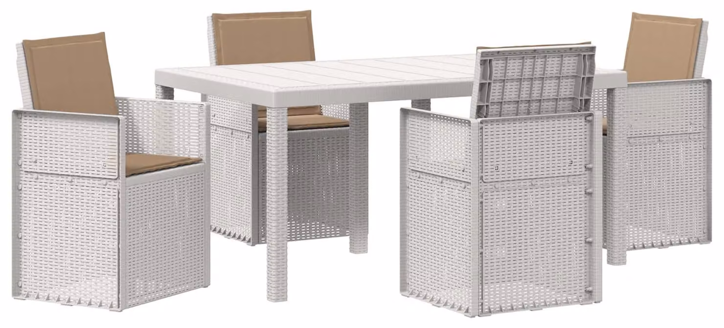 Set da Pranzo per Giardino 5 pcs Bianco e Tortora PP