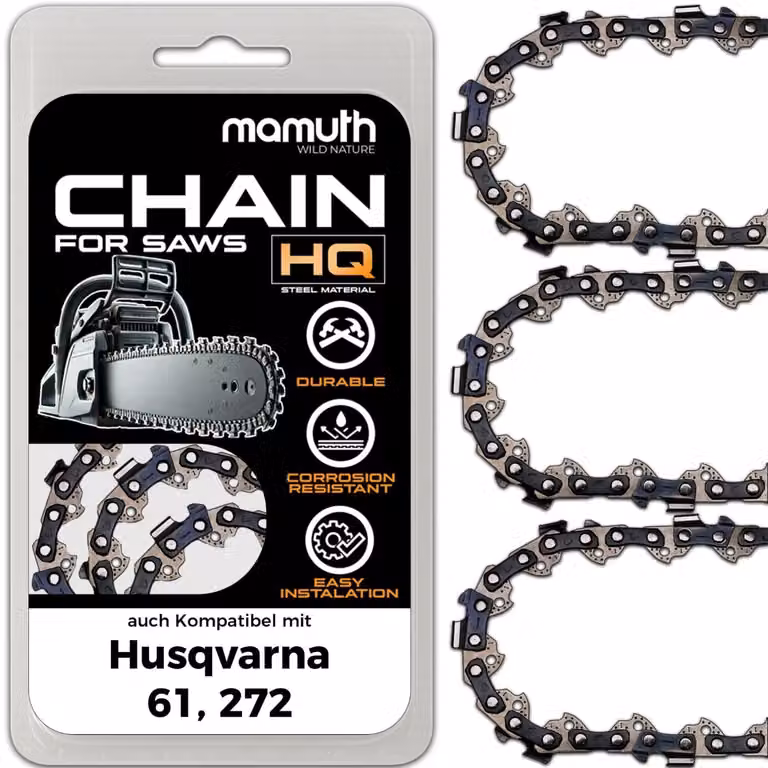 3 catene per motosega, lunghezza 50 cm, passo 1,5 mm, larghezza 3/8", modello 72 TG, compatibili con motoseghe Husqvarna 61 e 272