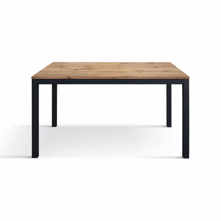 Tavolo TROPEA in legno, finitura rovere rustico e base in metallo verniciato antracite, allungabile 120×80 cm – 170×80 cm