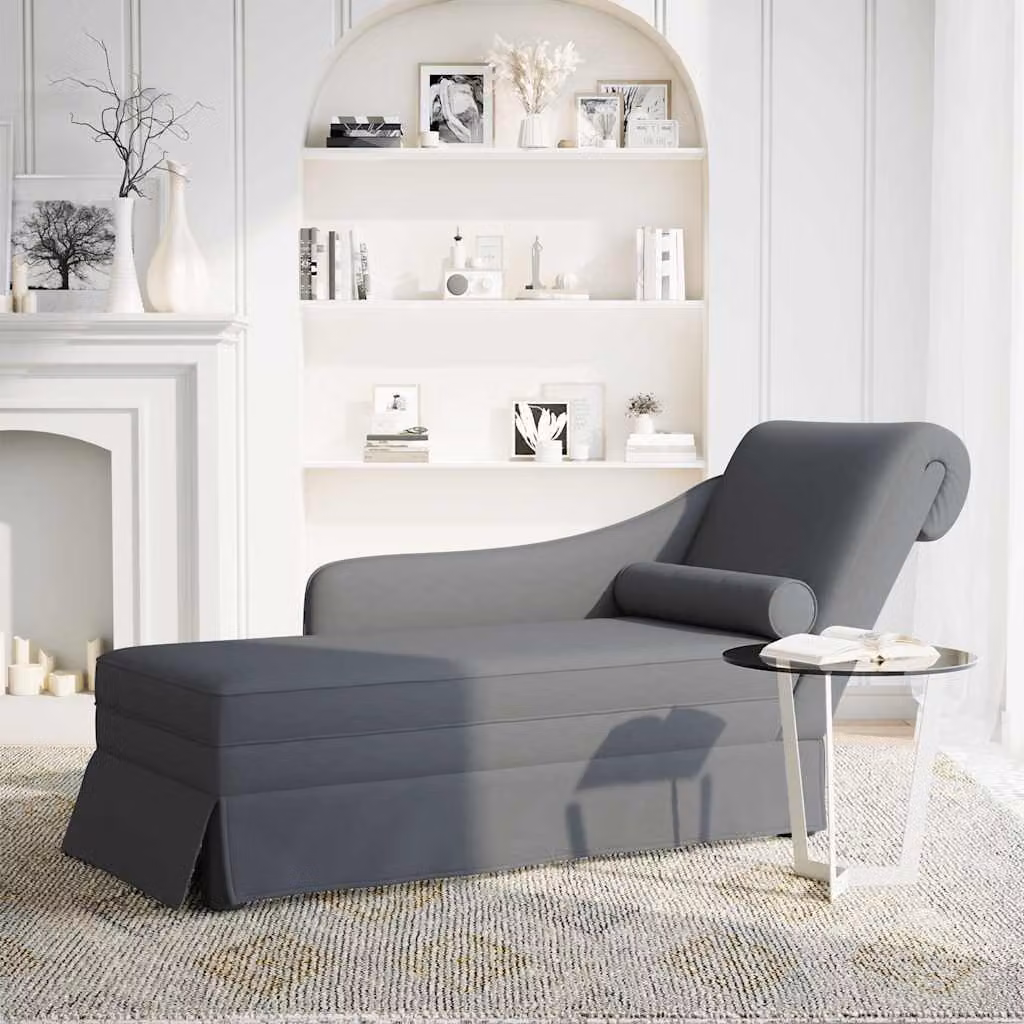 vidaXL Sdraio con Capezzale e Bracciolo Destro in Velluto Grigio Scuro