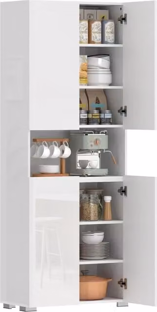 Armadio da Cucina 4 Porte ¨C Zephmum ¨C Bianco Lucido 68x34x180cm