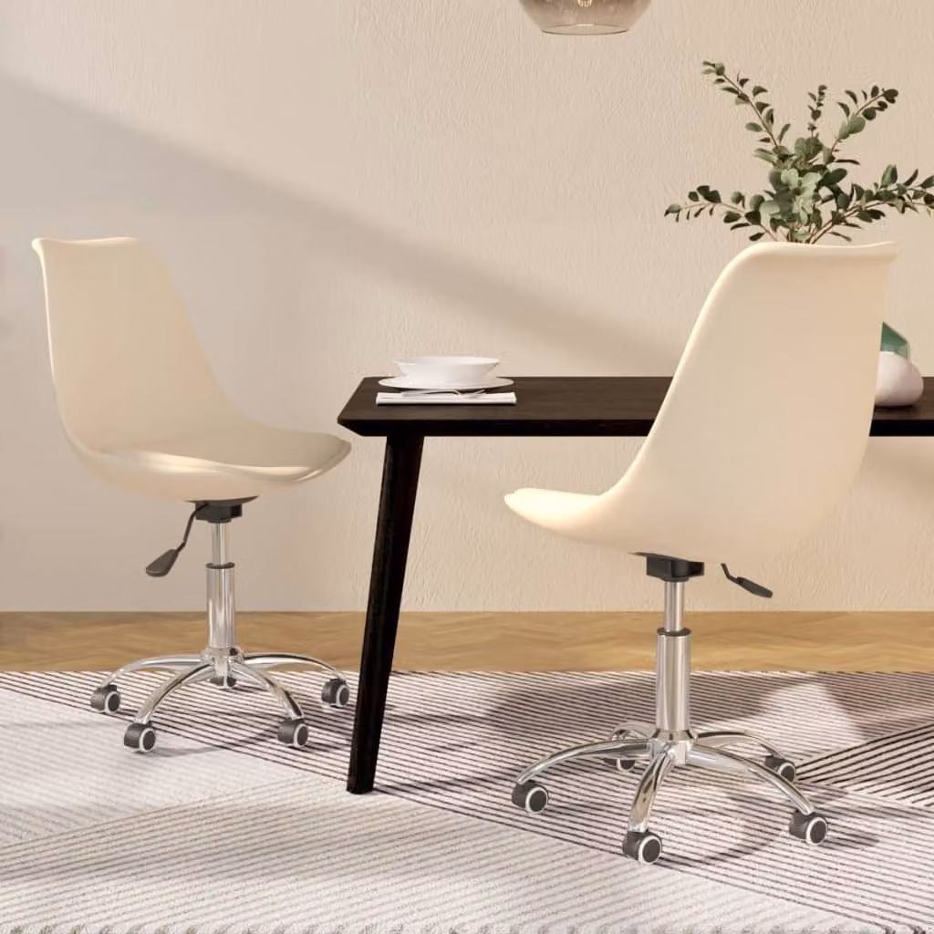 The Living Store Sedie da pranzo 2 pz. Girevoli in tessuto crema