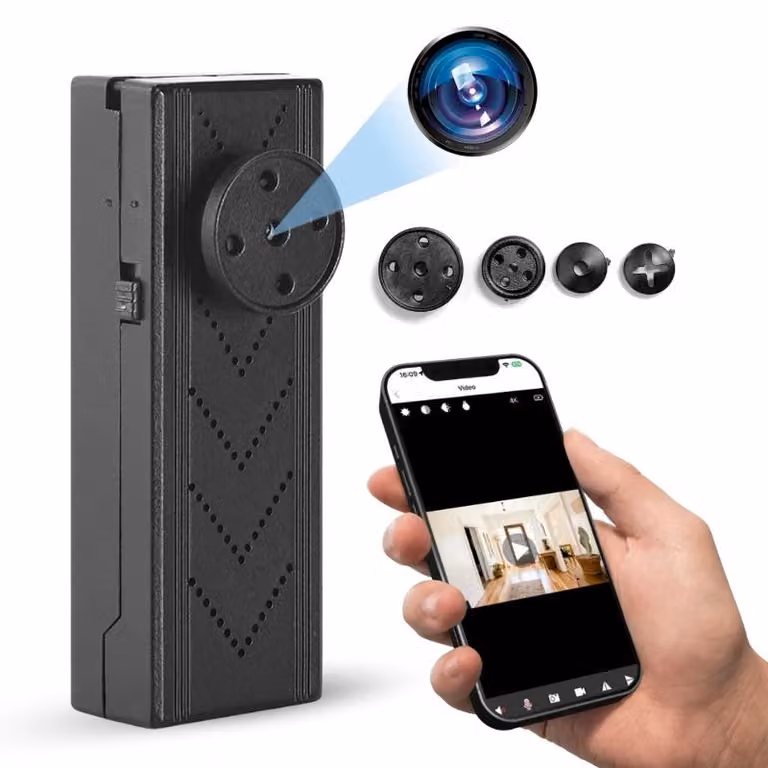 Mini Camera a bottone iUni IP131, Wi-Fi, Visualizzazione 4K, Slot per scheda microSD
