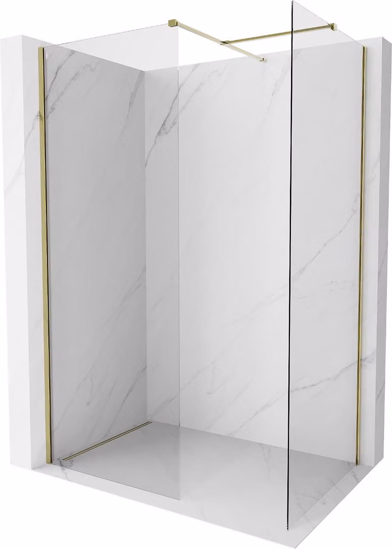 Mexen Kioto-X parete doccia Walk-in 140 x 110 cm, trasparente 10 mm, oro - 800-140-202-50-00-110-X