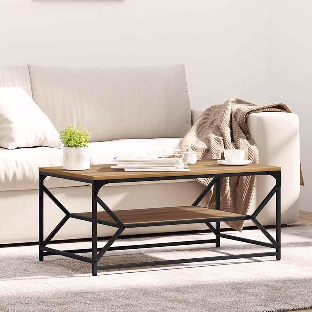 Maison Exclusive - Tavolino artigianale in legno di quercia, 90 x 50 x 40 cm
