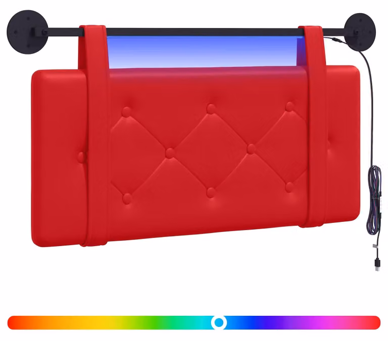 Testiera sospesa Con luce LED Rosso Pelle finta