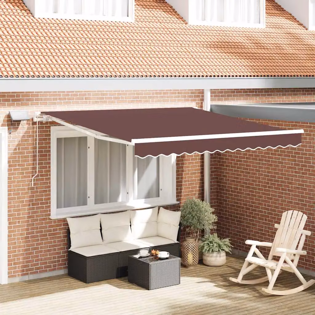 vidaXL Tenda Retrattile Manuale con LED 300x250cm Marrone