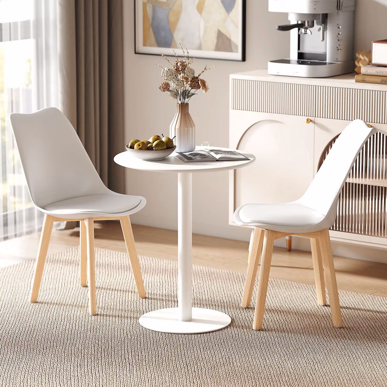 Tavolo da cucina rotondo HOMCOM in metallo bianco per 2 persone, design moderno, Ø60 x H72 cm – 2
