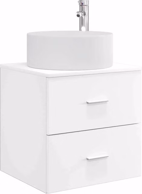 Mobile Lavabo da Parete Moderno DESIGN IN Bianco e Argento L: 49,5 cm, P: 44,5 cm, H: 65,5 cm – 1