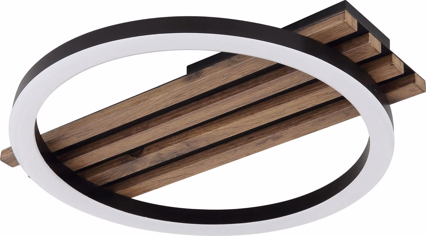 Plafoniera LED, luce in legno, nera, L 34 cm