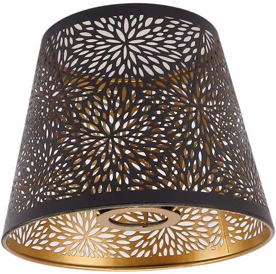 Lampada da tavolo con paralume a lamelle metalliche - Attacco E27 - Design moderno - Colore nero - Paralume a lamelle dorate