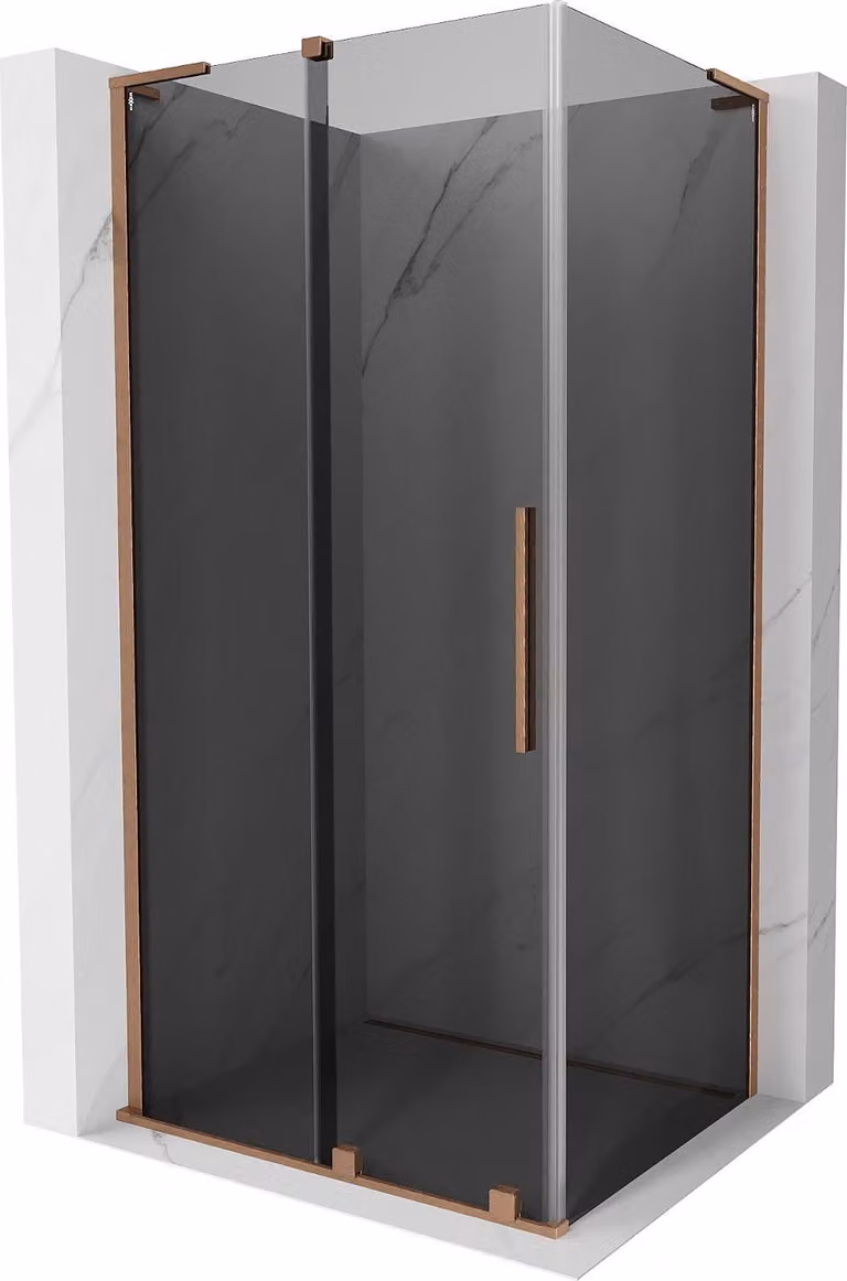 Mexen Velar L cabina doccia scorrevole 90 x 75 cm, grafite, rame spazzolato - 871-090-075-43-65