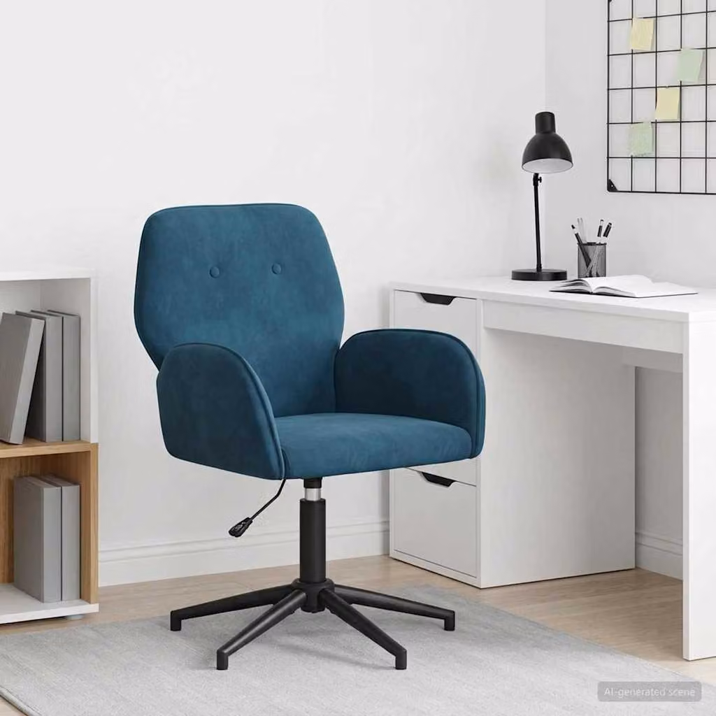 vidaXL Sedia da scrivania girevole Velluto 54 x 55 x 90 cm Blu