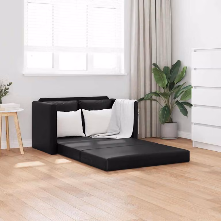 vidaXL Divano Letto 2 in 1 Moderno in Similpelle Nero L: 174 cm, P: 112 cm, H: 55 cm