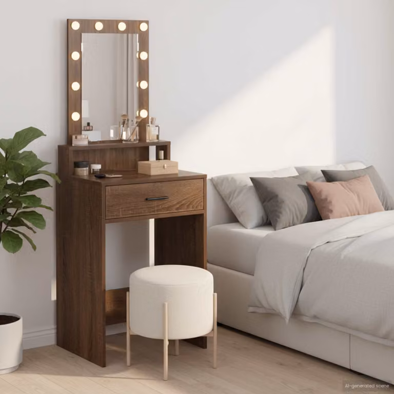 vidaXL Tavolo da Trucco Moderno in Legno Marrone L: 50 cm, P: 41 cm, H: 140 cm