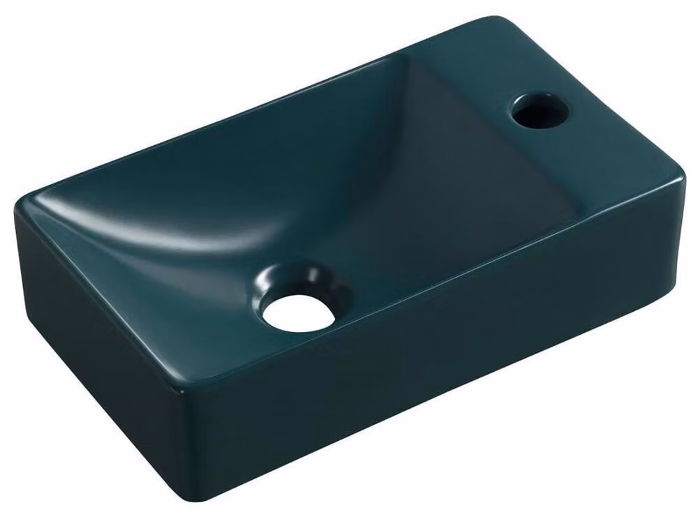 Lavabo MARGITHA in Vetroceramica 38x22cm, foro per rubinetto a destra, benzina
