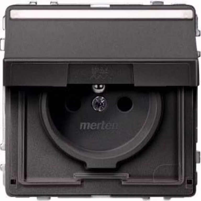 Presa SCHUKO con coperchio incernierato e targhetta, BRS, classe plug-in, antracite, AQUADESIGN