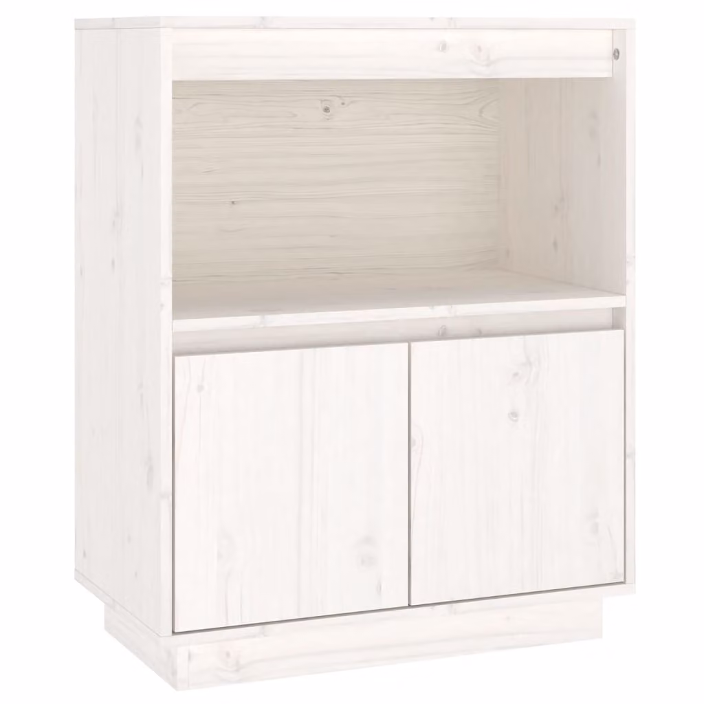Credenza Bianca 60x34x75 cm in Legno Massello di Pino