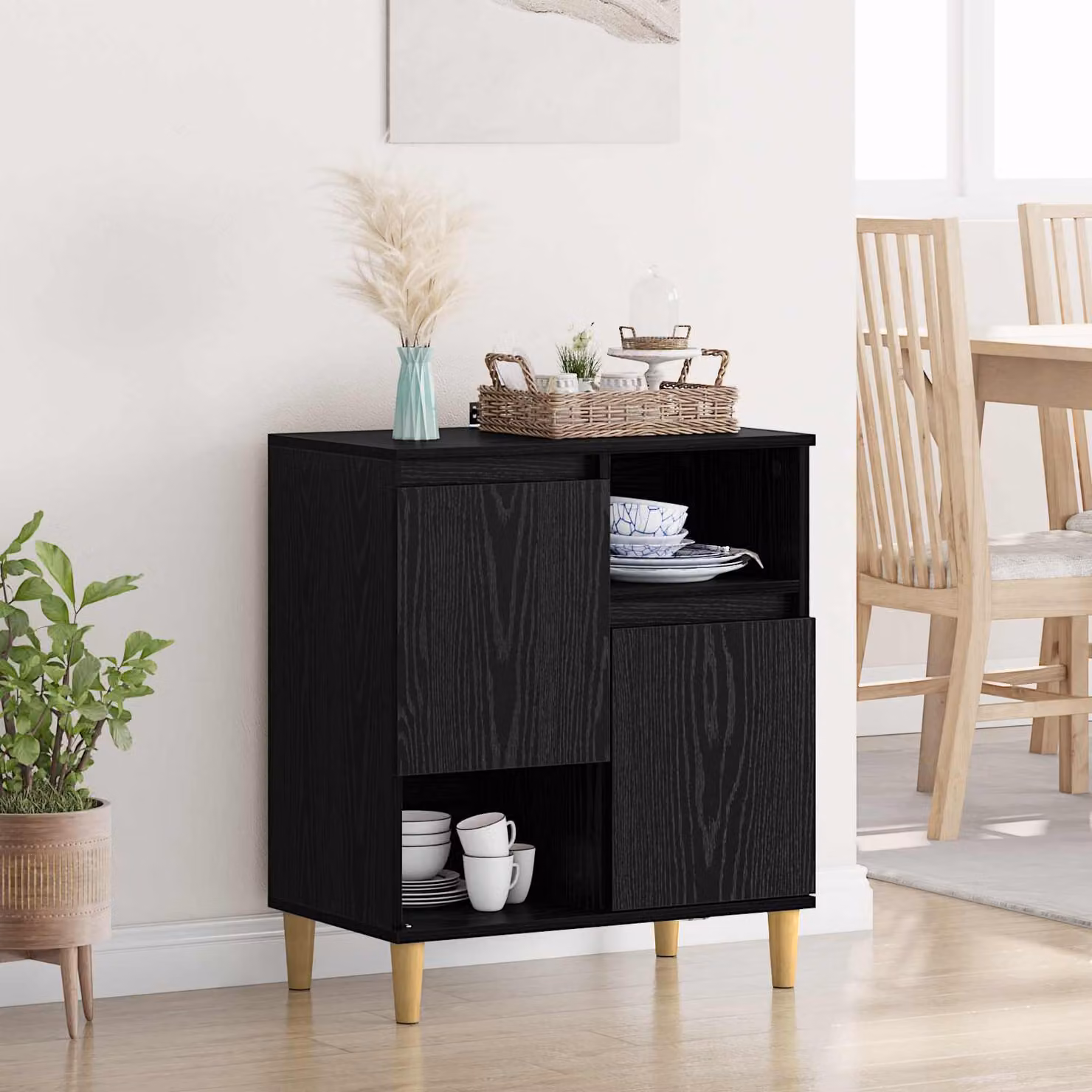 Credenza moderna vidaXL in legno ingegnerizzato nero L 60 x P 35 x H 70 cm