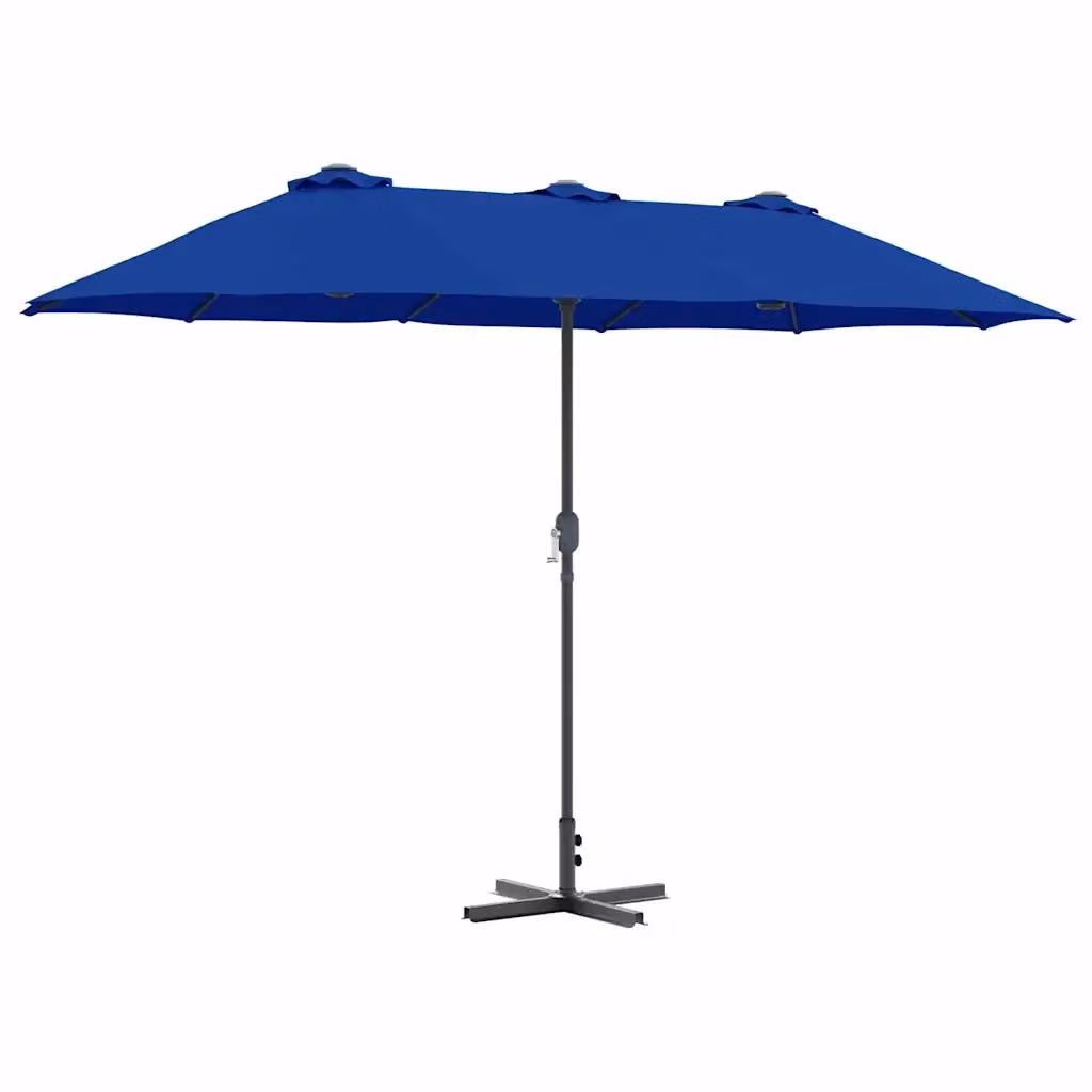 Ombrellone da giardino e spiaggia DESIGN IN azzurro in poliestere e alluminio L: 370 cm, P: 197 cm, H: 239 cm – 2