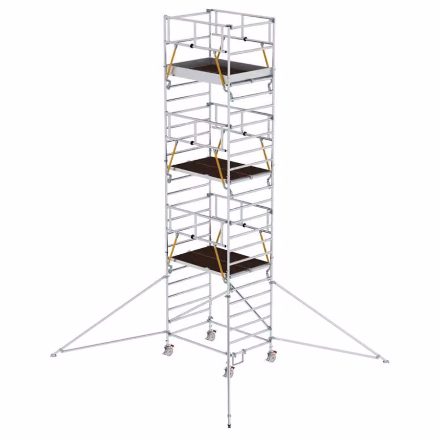 Ponteggio mobile SG 1,35 x 1,80 m con braccio e doppia piattaforma; altezza della piattaforma 6,43 m