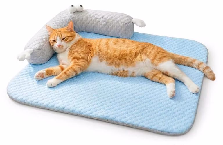 Tappetino refrigerante per cani e gatti, lavabile e con cuscino integrato, ideale per l'estate, dimensioni 65x50 cm