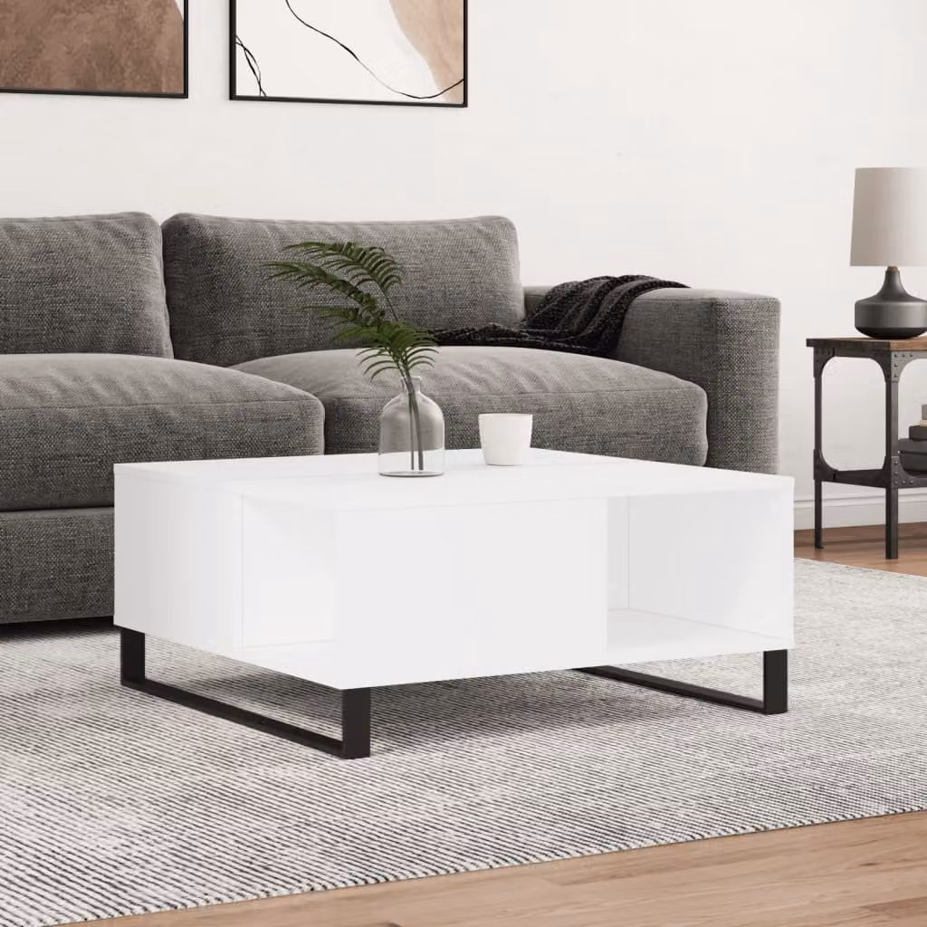 Tavolino The Living Store bianco 80x80x36,5 cm in materiale ligneo