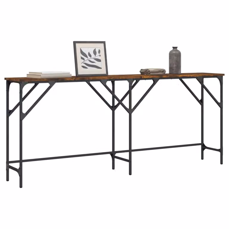 vidaXL Tavolo Consolle in Legno e Metallo Rovere Fumo, L 180 x P 29 x H 75 cm