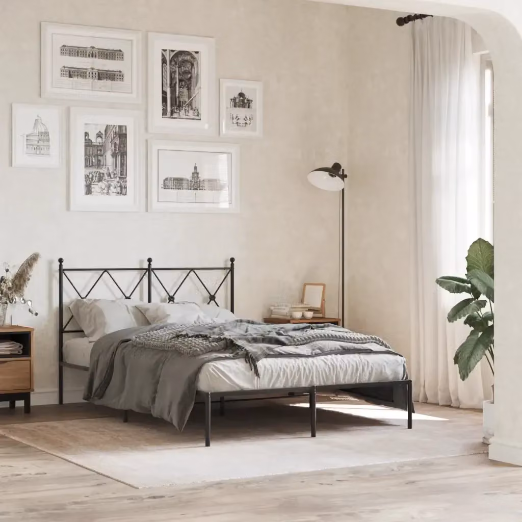 Letto matrimoniale con testiera in metallo nero L/P/H: 120 x 200 x 90.5 cm – 2