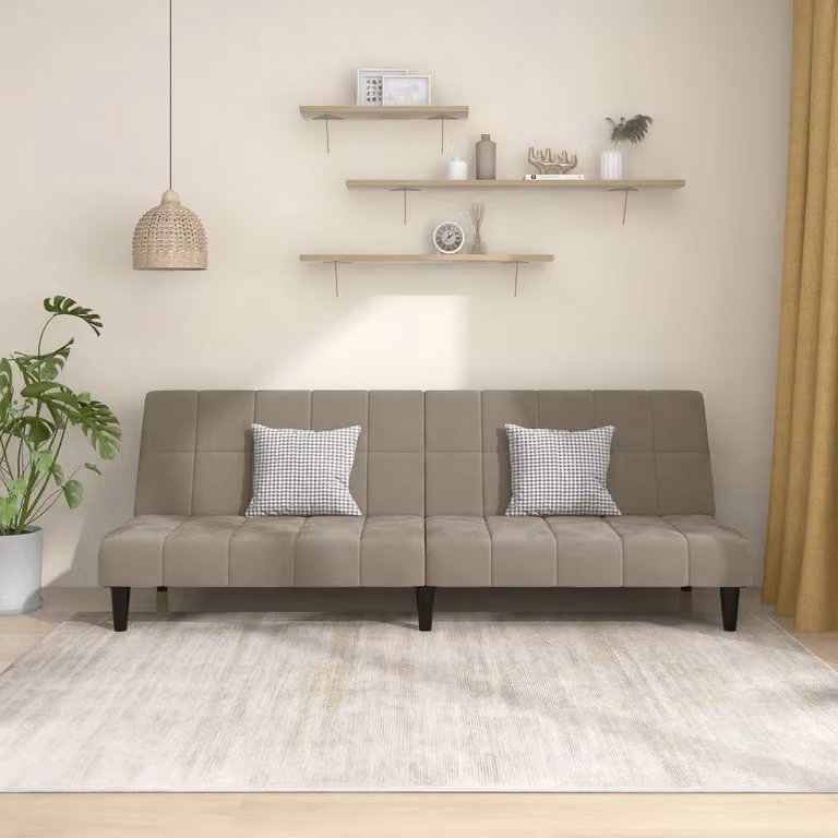 vidaXL Divano Letto Click-Clack Moderno in Velluto Grigio con Struttura in Legno Solido