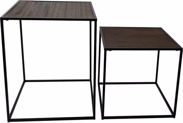 Set di 2 Tavolini Quadrati Naple Casa Collection Grigio Scuro e Nero