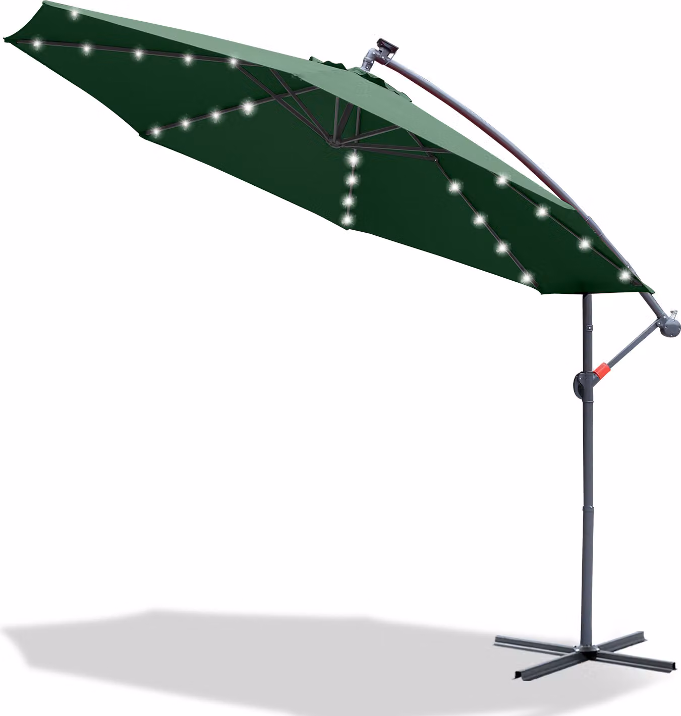 Ombrellone a sbalzo Jopassy 300 cm con illuminazione LED, protezione UV e manovella - verde