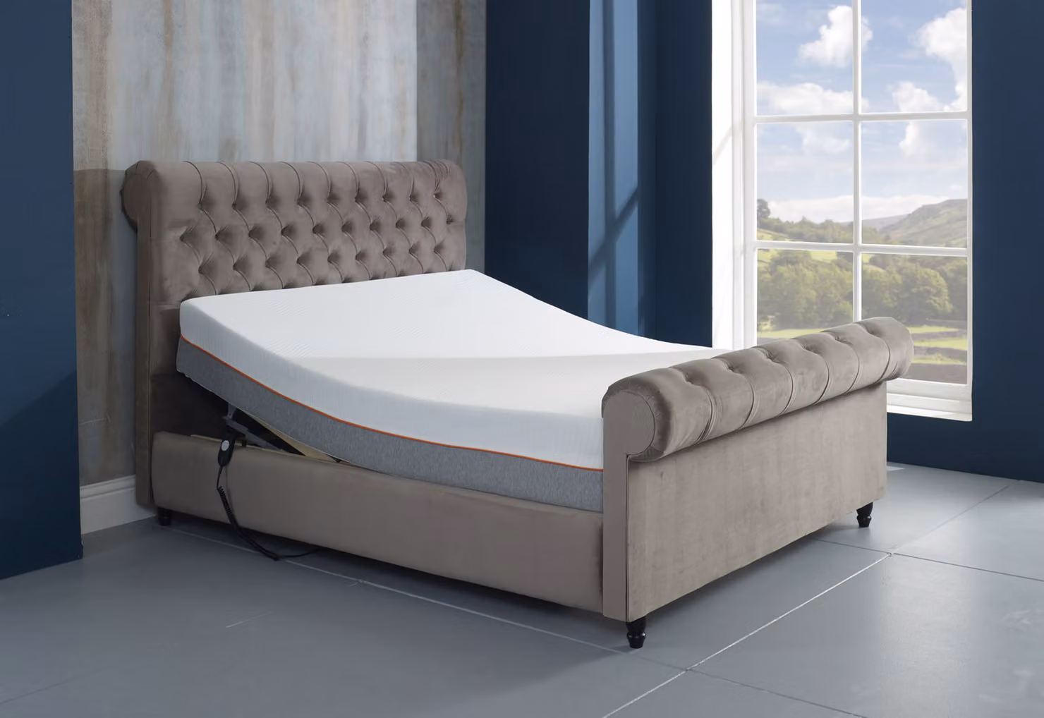 Designer Bett Schlafzimmer Betten Leder Hotel Luxus Polster Samt