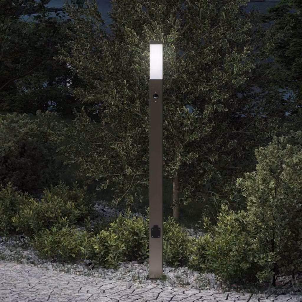 vidaXL Lampada a paletto con sensore di movimento in acciaio inox color argento, Altezza: 110 cm, IP44