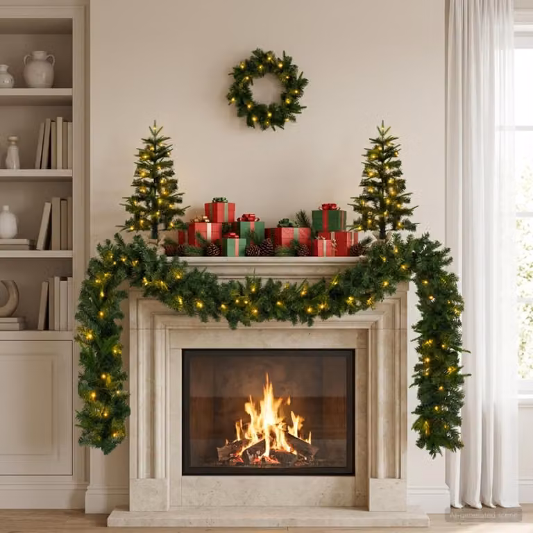 vidaXL Set mini alberi di Natale 45 cm 125 LED Bianco caldo PVC e PE