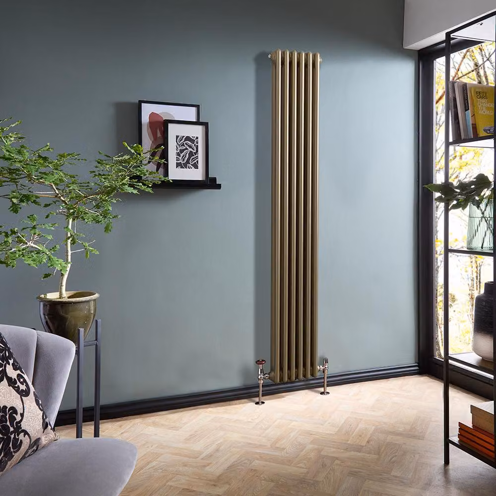 Radiatore Tradizionale Verticale a Doppia Colonna - Ottone Naturale - 1800mm x 290mm - Regent