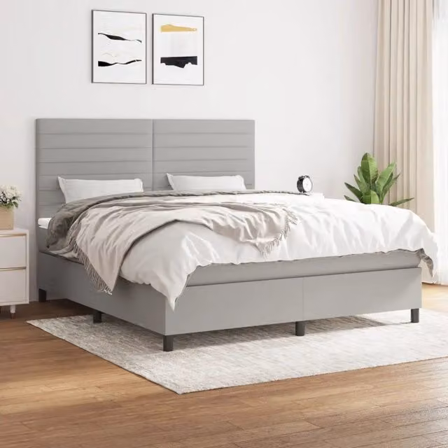 Letto Ibrido con Giroletto a Molle e Materasso vidaXL Grigio Chiaro e Bianco L/P/H: 160 x 200 x 128 cm