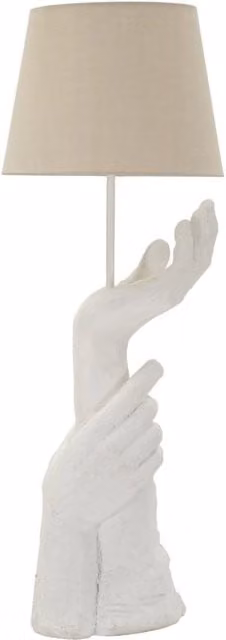Lampada da Tavolo Life Ø35x93 cm in Resina e Ferro e Tessuto Bianco