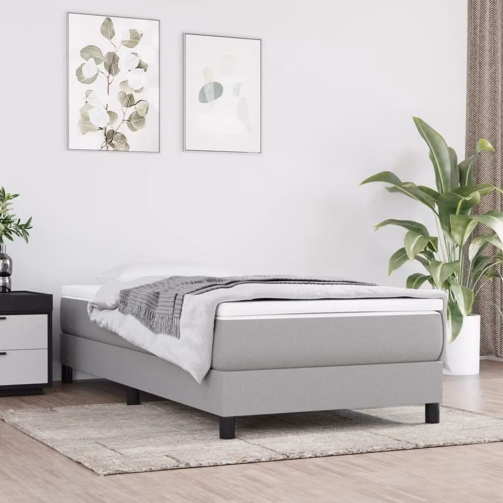 The Living Store Struttura letto grigio chiaro 90x200 cm in tessuto