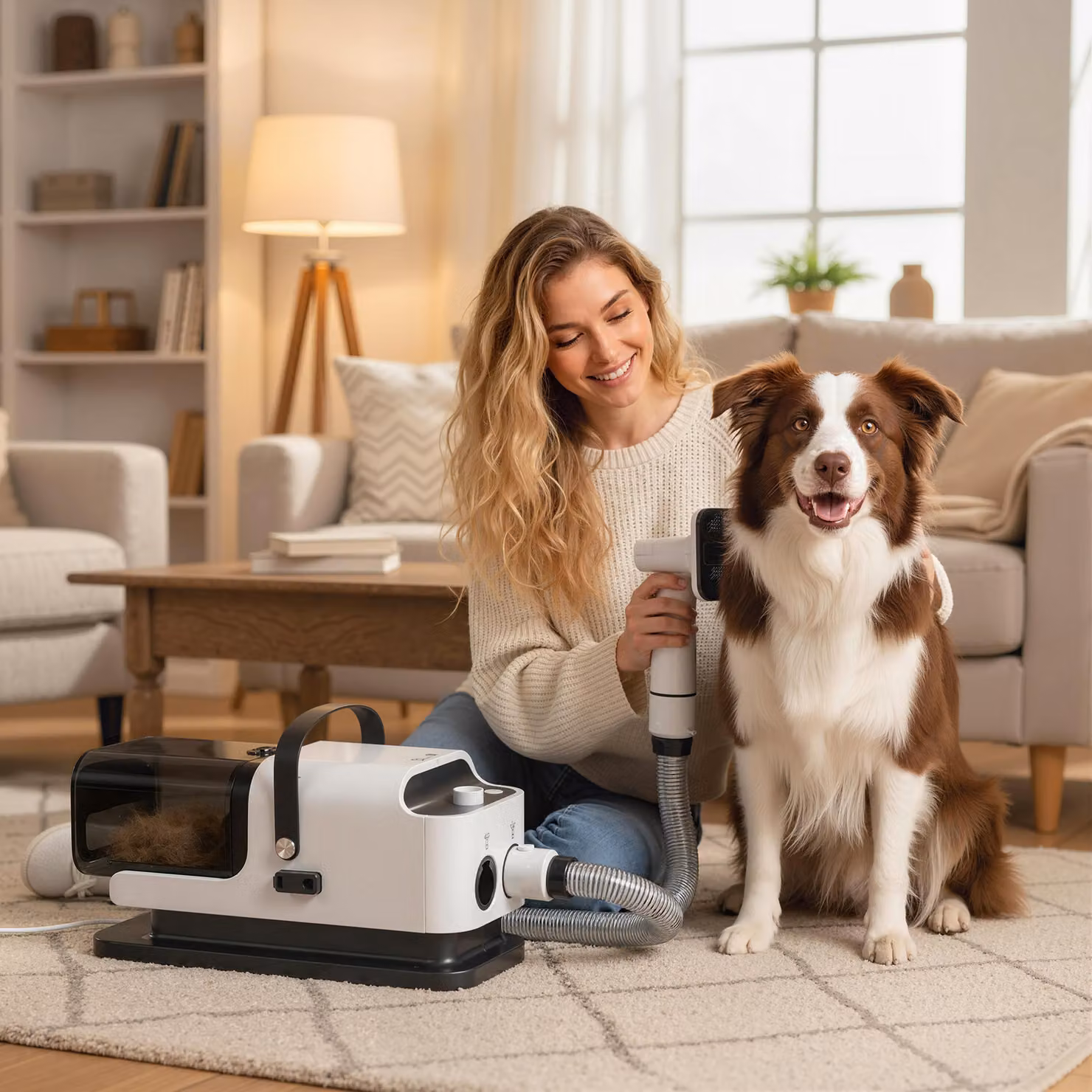 Asciugatore per cani PawHut 5-in-1 600W con velocità del vento e temperatura regolabile, Bianco, L/P/H: 37,6 x 17,5 x 18,5 cm – 2