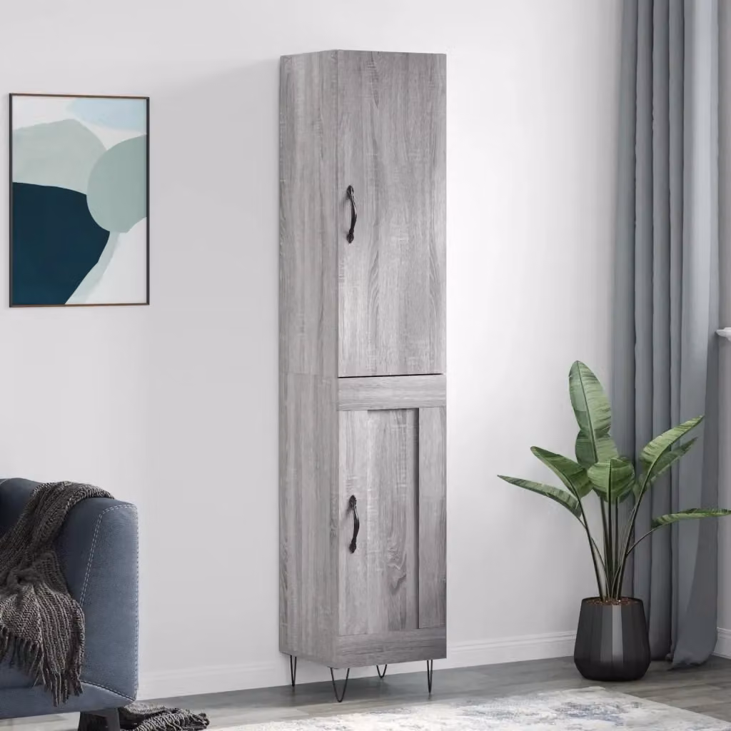 Credenza Buffet da pranzo in Legno Multistrato Grigio Sonoma, Design Moderno, L 180 x P 34,5 x H 34 cm – 2