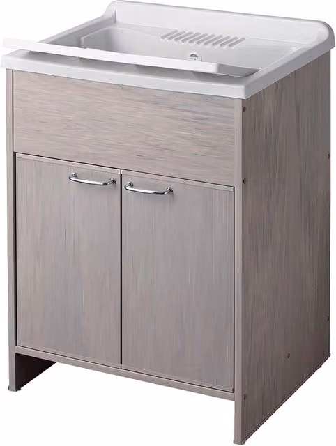 Mobile lavatoio Negrari in rovere con vasca e asse lavapanni in resina L/P: 60 x 50 cm