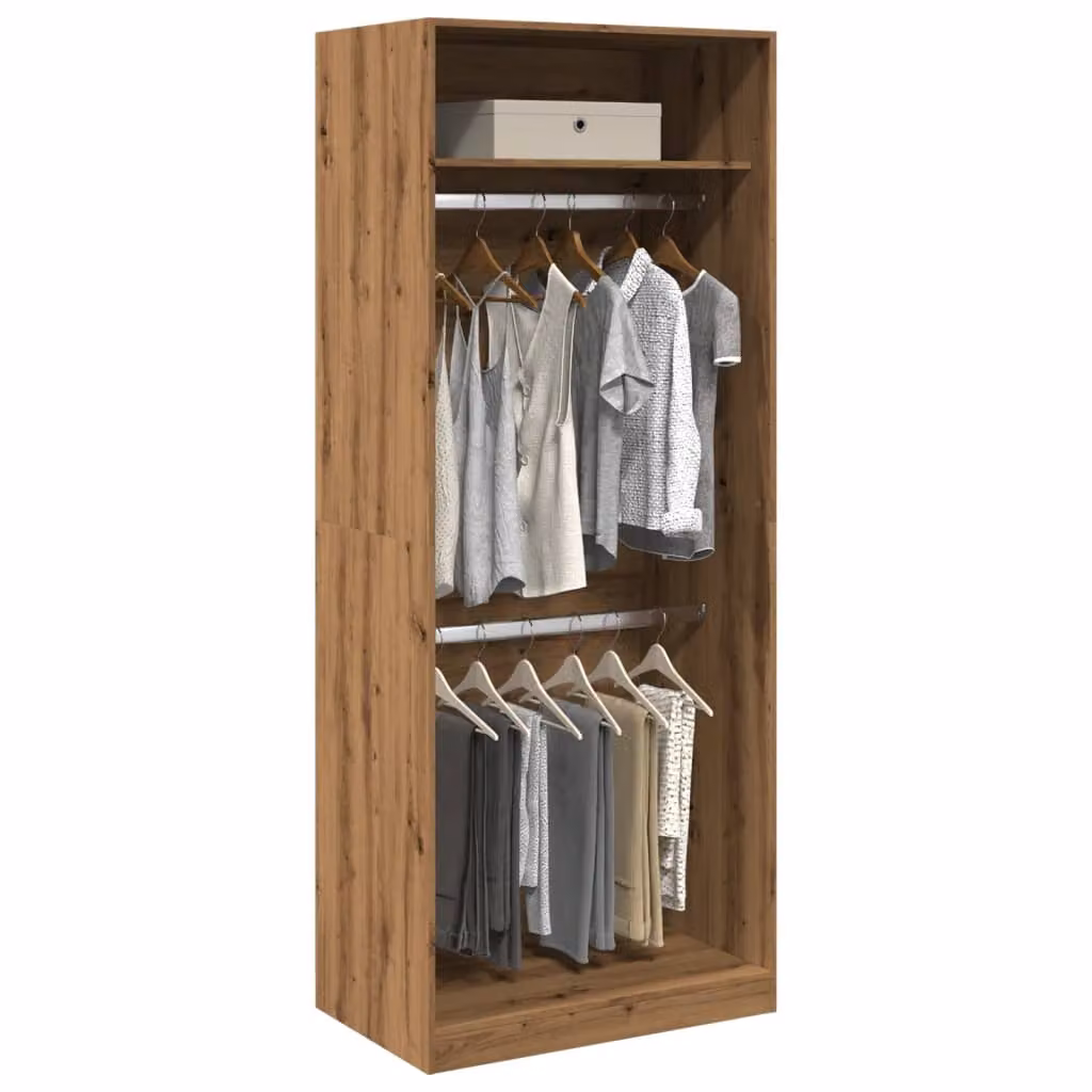 Armadio vidaXL in legno rovere marrone con ante a battente e appendiabiti L/P/H: 80 x 50 x 200 cm – 1