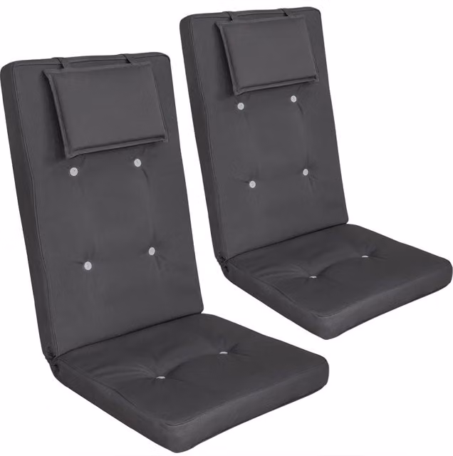 Set di 2 cuscini per sedie Vanamo Detex color antracite, modello trapuntato e idrorepellente, L: 118 cm, P: 45 cm, H: 7 cm