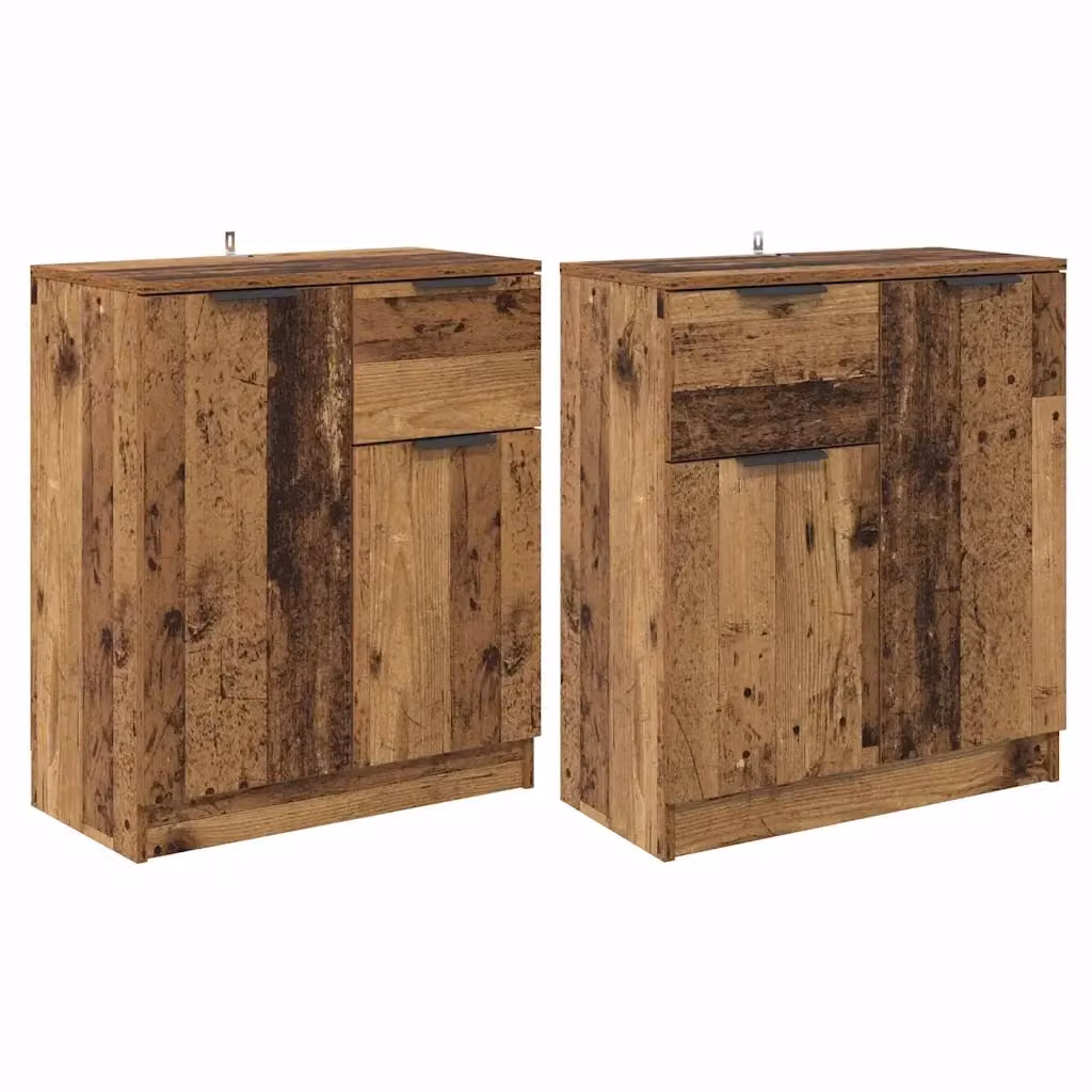 Set di 2 credenze vidaXL in legno effetto antico marrone per soggiorno e cucina L/P/H: 60 x 30 x 70 cm – 2