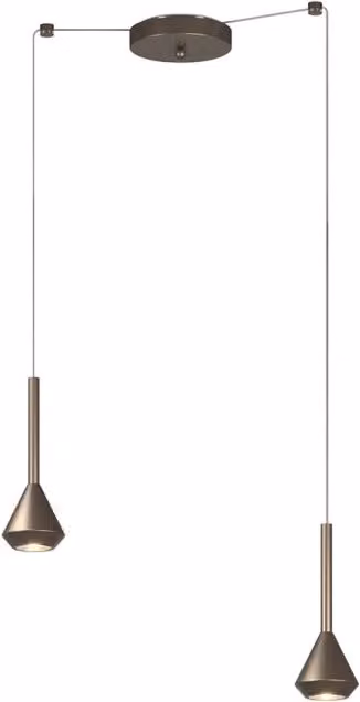 Lampadario Moderno Aygo Metallo Bronzo 2 Luci Gu10