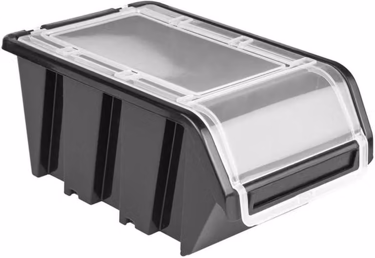 Set Azomor composto da 10 contenitori impilabili con coperchio per l'officina e lo stoccaggio