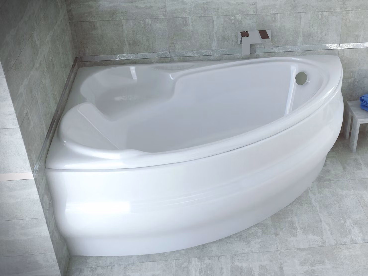 Vasca da bagno angolare 155x95 sinistra con grembiule in acrilico, set di scarico e piedini GRATIS | set completo 4in1 originale sifone per vasca da bagno in acrilico | BADLAND FINEZJA