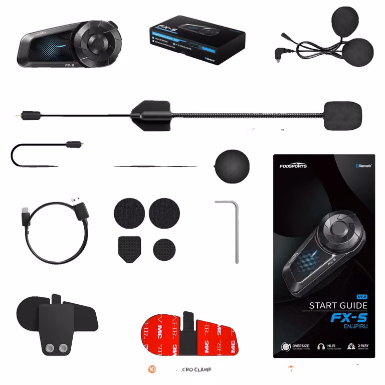 Interfono per motocicletta, Bluetooth 5.4, tecnologia di cancellazione del rumore, colore nero